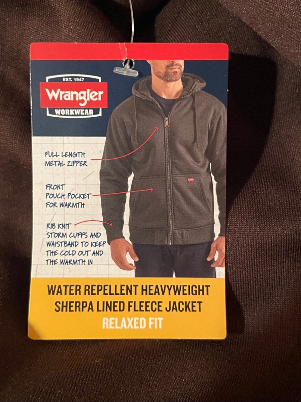 NWT WRANGLER Men's L Heavyweight Sherpa Lined Fleece Jacket Java Brown WW65206 - Picture 14 of 15